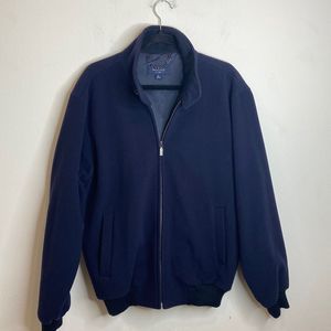 Turnbury Men’s Navy Blue Wool Blend Full Zip Utility Coat Jacket, Size-M